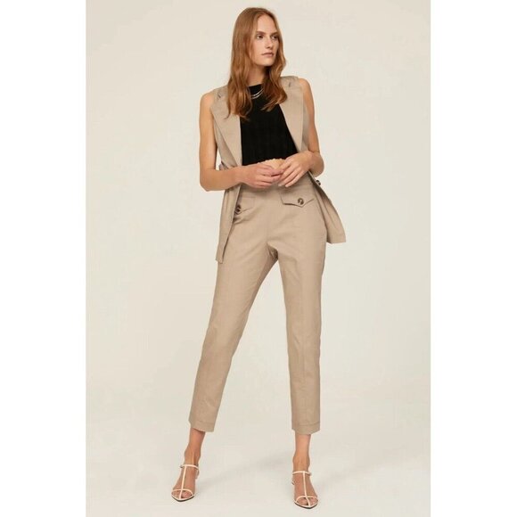 Toccin Pants - Toccin NY Women's Safari Pants in Stone Slim Fit Cropped Straight Leg Size 12